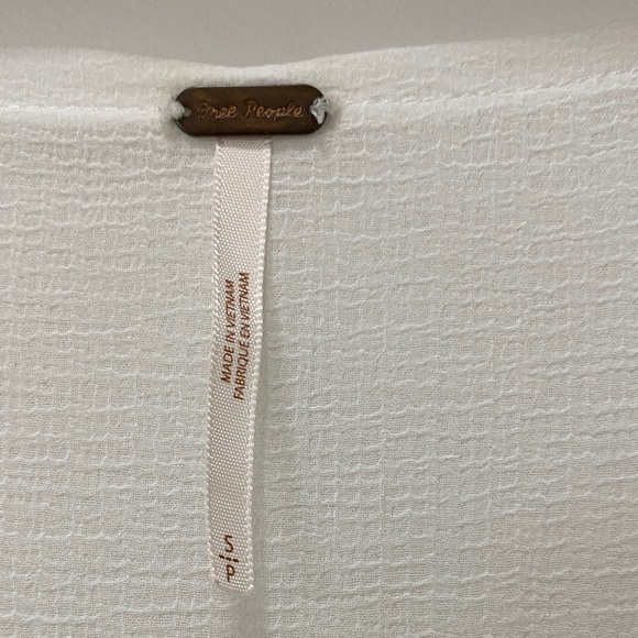 Free People White Smocked Tie-Front Blouse - Picture 2 of 4